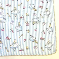 不思議の国のアリス　アリス　ディズニー　ハンカチ　水色　ストライプ