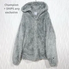チャンピオン×SHIPS any 別注 ボア パーカー フーディ ジップアップ