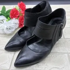 ❤️良品❤️ ラボキゴシワークス　サイドジップ　ストラップ　ポインテッドトゥ　黒