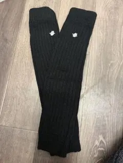 リブ編み ブラックレッグウォーマー