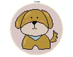 【新品】干支　犬のクロスステッチキット11CT フレーム付き