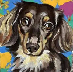 ジョージ・ロドリーゲ「ブルードッグ」背景赤 額縁入り 幸運の青い犬