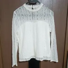 ナイスクラップ　ホワイト レース 長袖 トップス