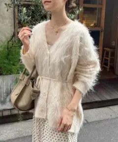 ワンアフターアナザーナイスクラップ ベルト付マシュマロ女子ロングカーディガン