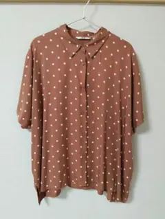 UNIQLO レーヨンプリントブラウス ブラウン XLのサムネイル