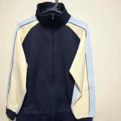 メンズ　レトロ　ジャージ　トラックジャケット　マルチカラー　ネイビー　クリーム