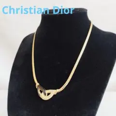 美品✨クリスチャンディオール　ネックレス　ラインストーン　喜平スネークチェーン