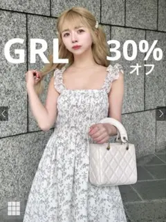 【美品】フリルショルダー花柄フレアワンピース[ru1155] GRL グレイル