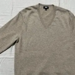 ●ユニクロ●カシミヤ100% Vネックセーター ベージュ系 S ニット 長袖