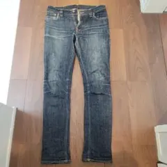 Nudie Jeans Co. ダークブルーストレートダメージW30 L32