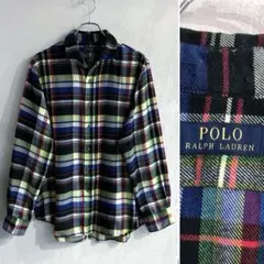 美品 POLO Ralph Lauren ワイドカラー ネルシャツ