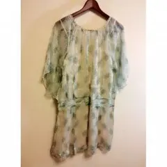 春色　フェミニンカラー☆　ペイズリー柄ワンピ　レトロコーデ　シースルー