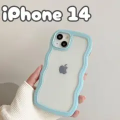 iPhoneケース iPhone 14 ブルー スマホケース クリア 韓国