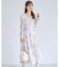 マーメイドラインニュアンスラインフラワーワンピース