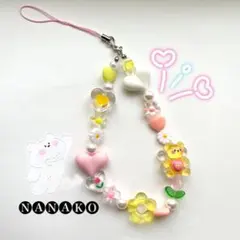 カラフルくまキーホルダーꕥスマホストラップꕥハンドメイド