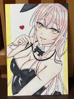 手描きイラスト オリジナル 色紙 一点物 アナログ バニーガール - メルカリ