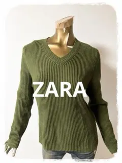 ☘️T21607☘️ZARA MAN 長袖 Vネック ニット トップス Mのサムネイル