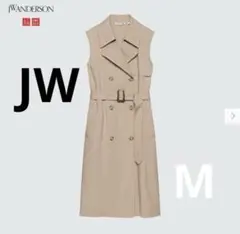 ユニクロJW ANDERSON リネンブレンドラペルワンピース M ベージュ