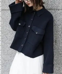 URBAN RESEARCH ニットショートジャケット ネイビー