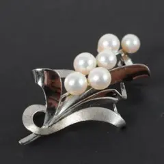 フラワーデザイン パールブローチ SILVER 950 刻印 高純度シルバー