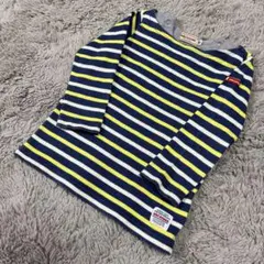 ミキハウス ロゴワッペン ボーダー柄 重ね着風カットソー