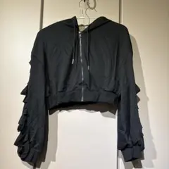 SHEIN 大きいサイズ　1XL ブラックダメージパーカー