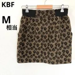 KBF ヒョウ柄 M相当 ウエストゴム ミニスカート タイトスカート 豹柄