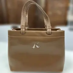 ブラウン 合成皮革 ハンドバッグ