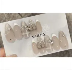 ネイルチップ マグネット チェック フレンチ ガーリー 韓国