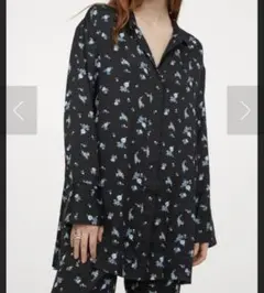 H&M 花柄シャツ ブラック 長袖 Mのサムネイル