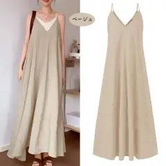 新品 レディース春夏ロングフレアキャミソールサロペットワンピース