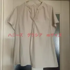 ハニーズGLACIER 半袖 Vネックシャツ オフホワイト　mサイズ