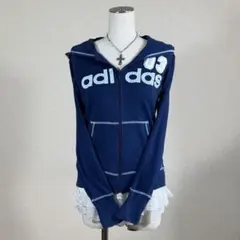 adidas 立体ロゴ ナンバー パーカー y2k 平成ギャル