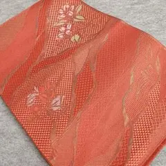 ◆1362◆八寸名古屋帯　枝花模様　和柄　着物帯　和装