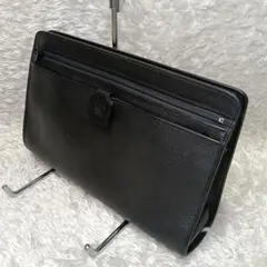 【美品】バーバリー　黒レザー　セカンドバッグ　クラッチ/ホースロゴ/ノバチェック