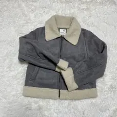earth フェイクムートンボアブルゾン アウタ　アウター　グレー　Lサイズ