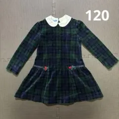 【気まぐれ値下】familiar　ファミリア ベロアワンピース　チェック 120