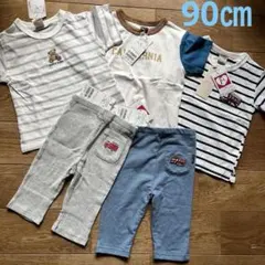 ５点セット　新品　プティマイン　半袖トップス　パンツ　くま刺繍　消防車刺繍