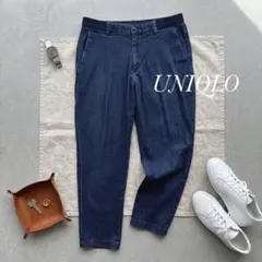 UNIQLO デニム イージーパンツ テーパード ネイビー