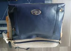 コーチ　ネイビー レザー ショルダーバッグ