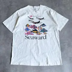 フルーツオブザルーム アニマルTシャツ 魚 90s USA XL 白 15835