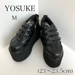 YOSUKE 厚底スニーカー ベルクロ ブラック 23.5cm