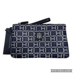 TOMMY HILFIGER トミーヒルフィガー ポーチ ブラック 青白