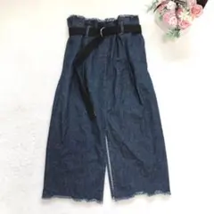 JFRM ベルト付きデニムスカート ジーンズファクトリー スリット ボトム 無地