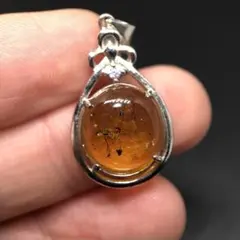 天然　非加熱　虫入り琥珀　ペンダント　1点物　白亜紀　化石　SEKHOL0003