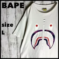 A BATHING APE シャークTシャツ L 白 エイプ ストリート a2