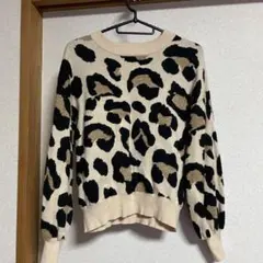 ローズバッド　ヒョウ柄 長袖ニットセーター ベージュ/黒クロップドのサムネイル