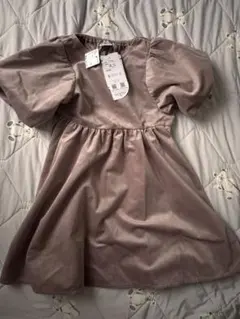 薄紫 パフスリーブ ベロアワンピース 90 バースデイ