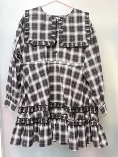 merry jenny checkスクエアカラーミニワンピース ブラック