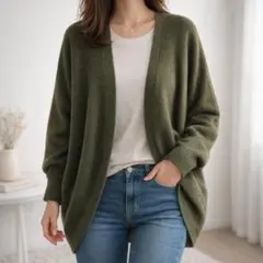 ユニクロ【M】3Dスフレヤーンカーディガン 長袖 前開き ボタンレス